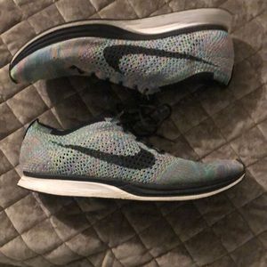Size 12.5 Flyknit Racer multi-color running shoe